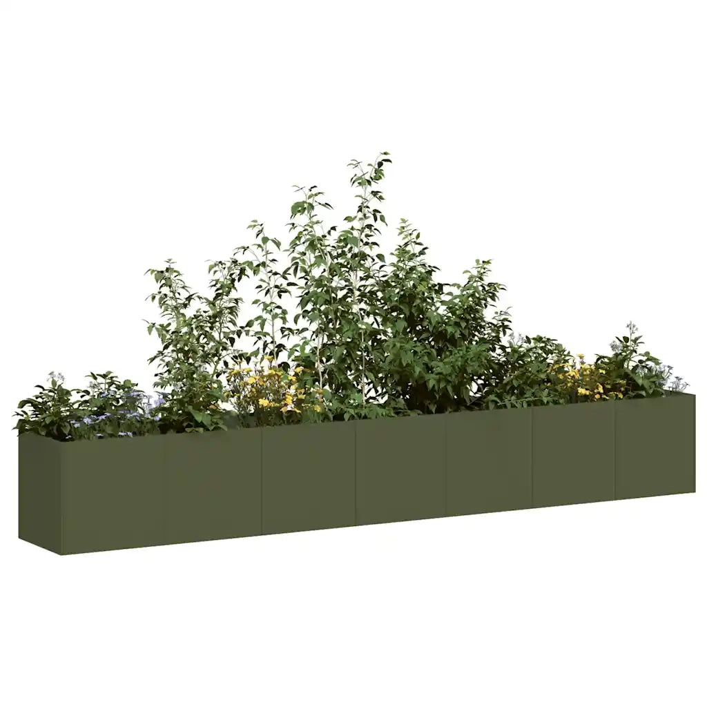 Fioriera Verde Oliva 280x40x40 cm in Acciaio Laminato a Freddo 860692
