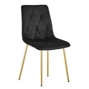 Sedia Libra in Velluto Nero con Gambe Oro