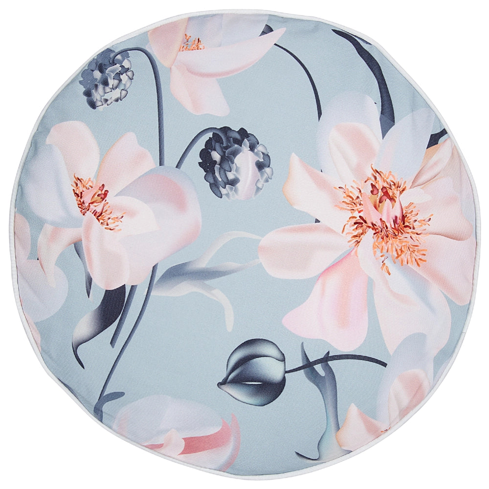 Set di 2 cuscini da esterno in tessuto di poliestere blu con motivo floreale ⌀ 40 giardino terrazzo eleganti