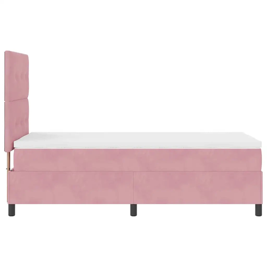 Letto a Sorgente LED con materasso Rosa 100 x 200 cm Velluto 3343297
