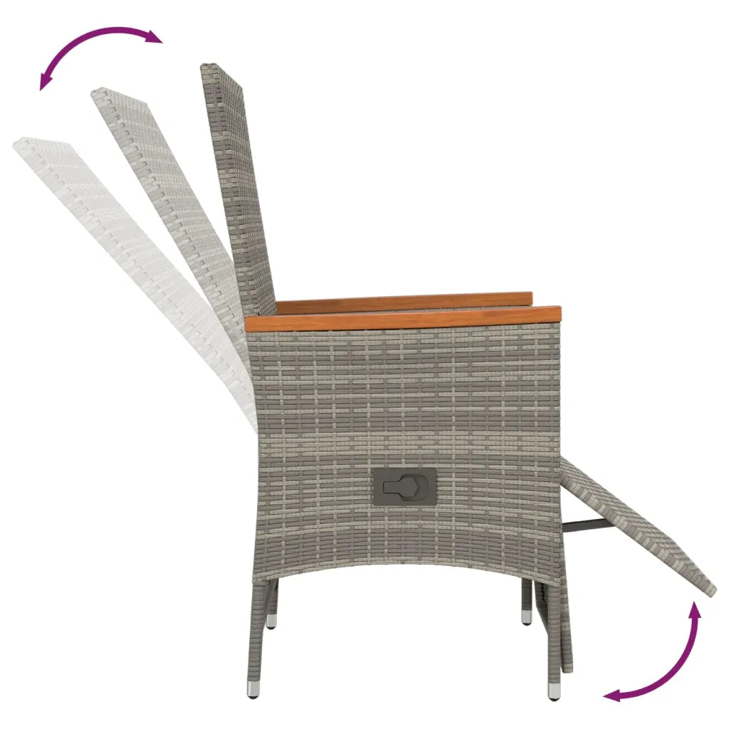 Set da Pranzo da Giardino 9 pz con Cuscini in Polyrattan Grigio 3157545