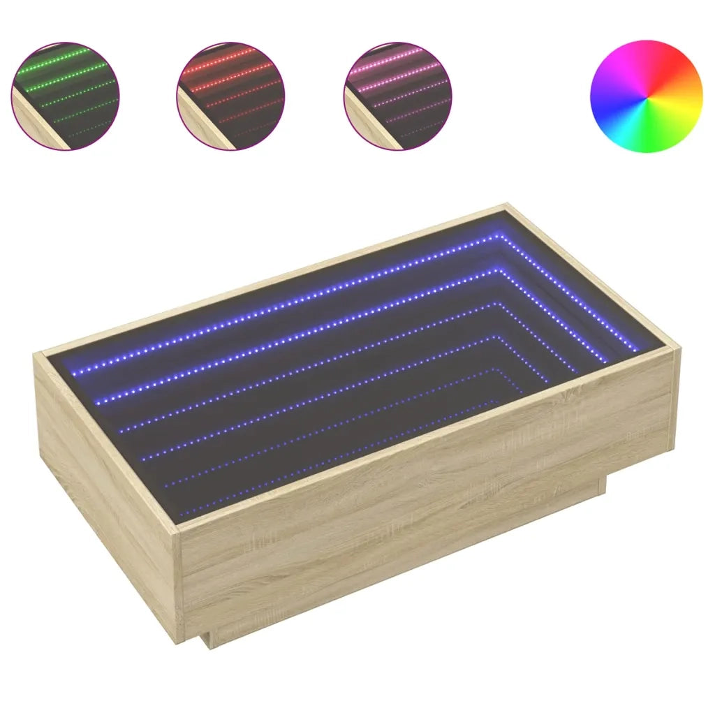 Tavolino Salotto con LED Rovere Sonoma 90x50x30 cm Multistrato 847520