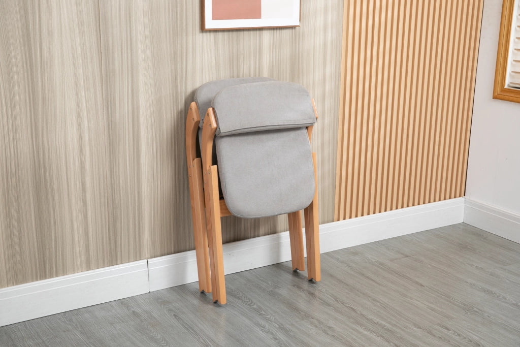 Set di 2 sedie da pranzo pieghevoli con seduta imbottita e fodera rimovibile in legno massello e tessuto grigio