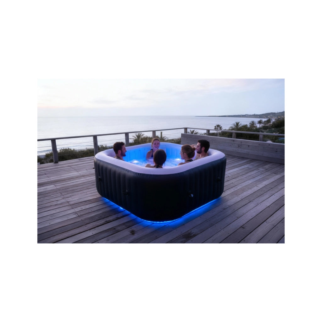 Spa gonfiabile quadrata a 6 posti - Sunspa - Fascia LED inclusa - Dimensioni : 185 x 185 cm