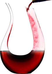 Karaf da 1500 ml, vetro cristallo ricco, vetro classico bianco, karaf con ventilazione intensiva in un design a forma di U mozzafiato