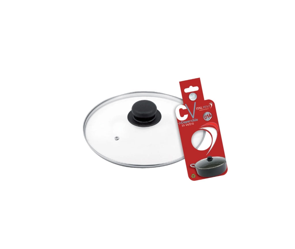 COPERCHIO IN VETRO CON POMOLO Ø 16 cm - PENTALUX