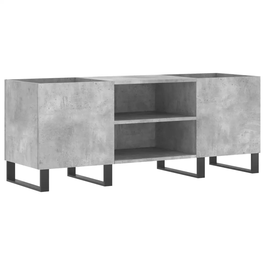 Mobile porta dischi spazioso e classico 121 x 38 x 48 cm stile industriale in legno composito grigio cemento 02_0049098