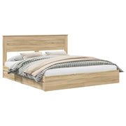 Letto matrimoniale | Letto per adulti | Letto con Contenitore con testiera Rovere Sonoma 180 x 200 cm