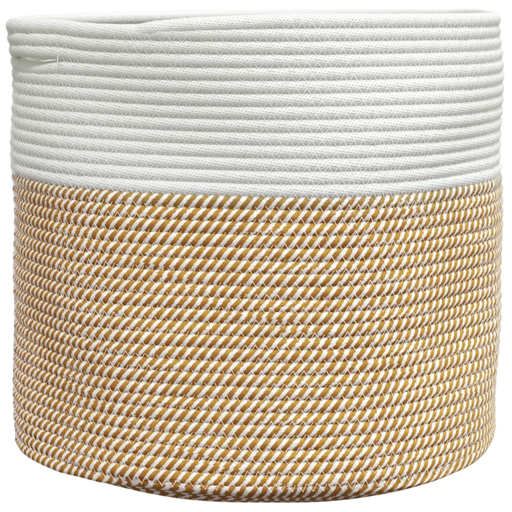 Cestino Portaoggetti Marrone e Bianco ?40x35 cm in Cotone CFW9525729
