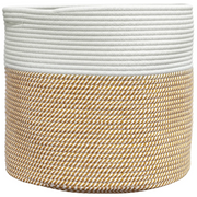 Cestino Portaoggetti Marrone e Bianco ?40x35 cm in Cotone CFW9525729