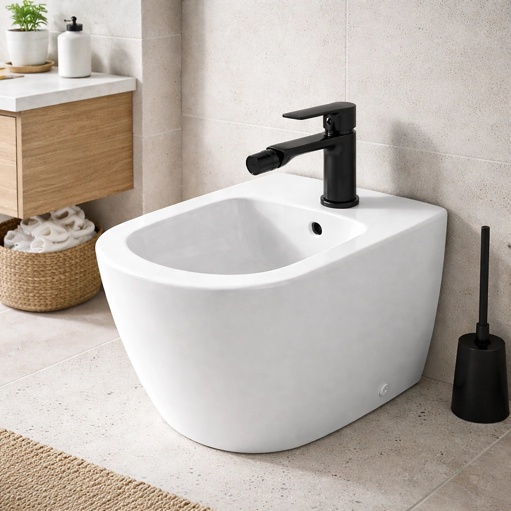Rubinetto Bidet Nero Monocomando Ottone Design Moderno Aeratore Orientabile 94008