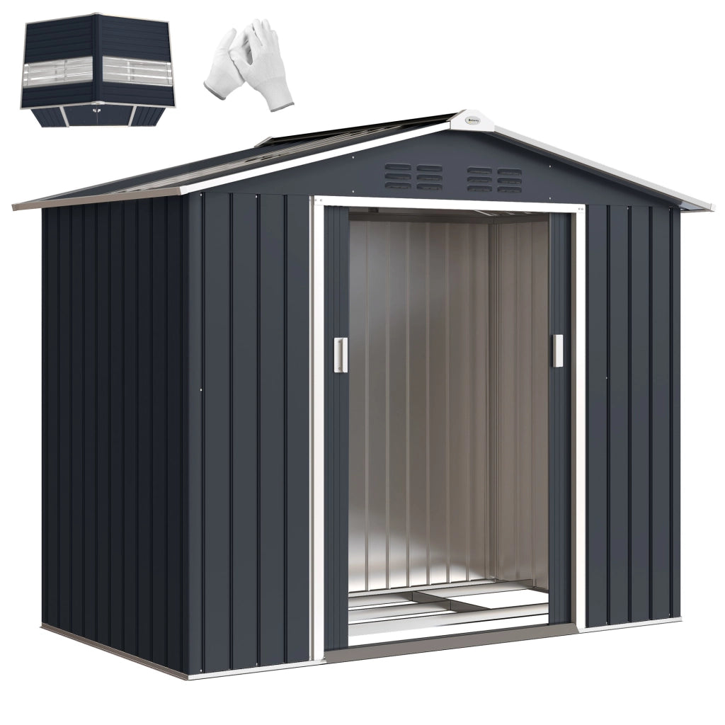 Casetta da giardino in metallo ¨C Xylo ¨C 213x130x185 cm grigio scuro