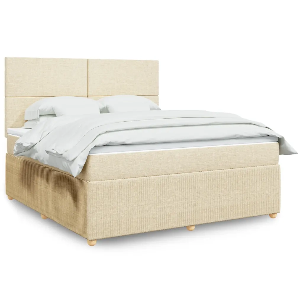 Giroletto a Molle con Materasso Crema 180x200 cm in Tessuto