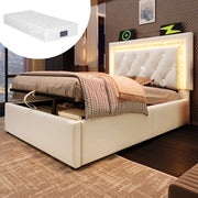 letto imbottito velluto beige 90x200 cm