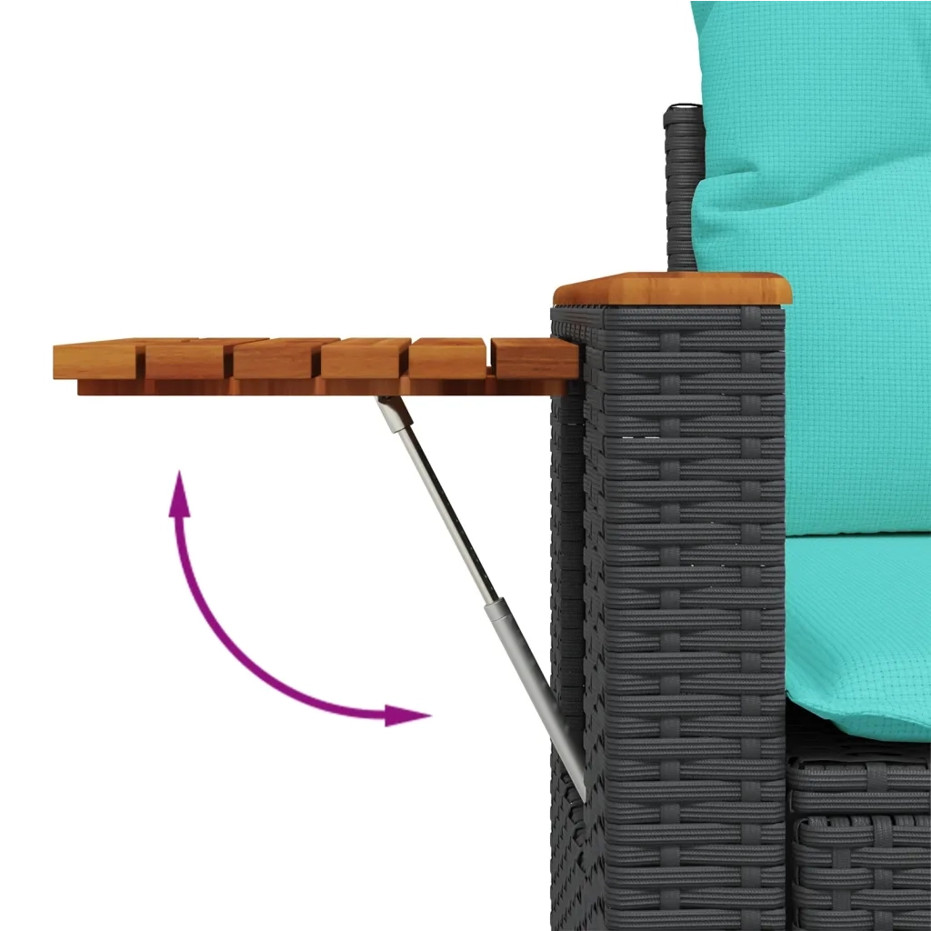 Set Divano da Giardino 6 pz con Cuscini Nero in Polyrattan 3227016