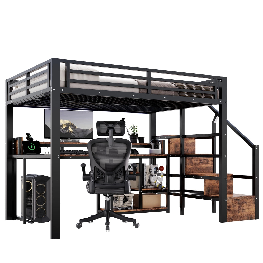 letto a castello metallo mdf nero 140 x 200 cm