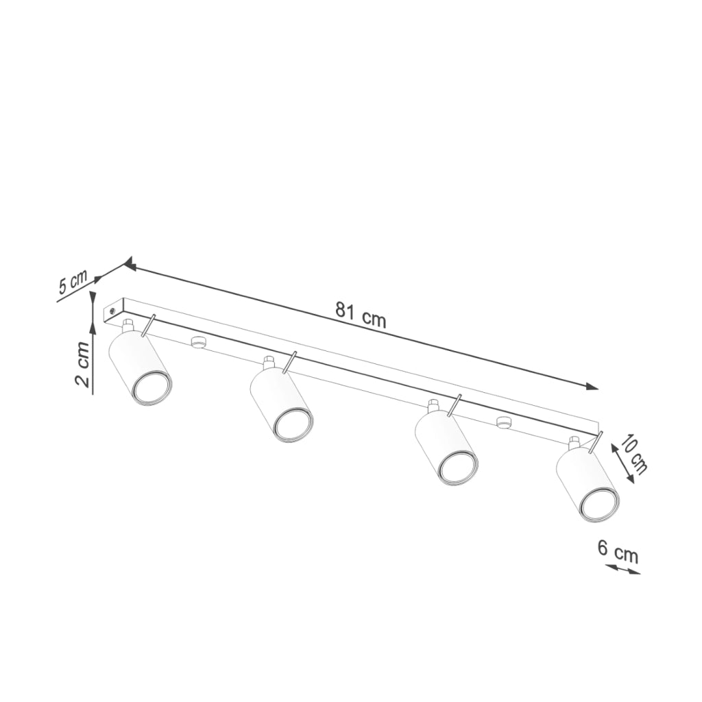 Lampada da soffitto e da parete Ring Series a 4 luci in acciaio verde oliva, GU10