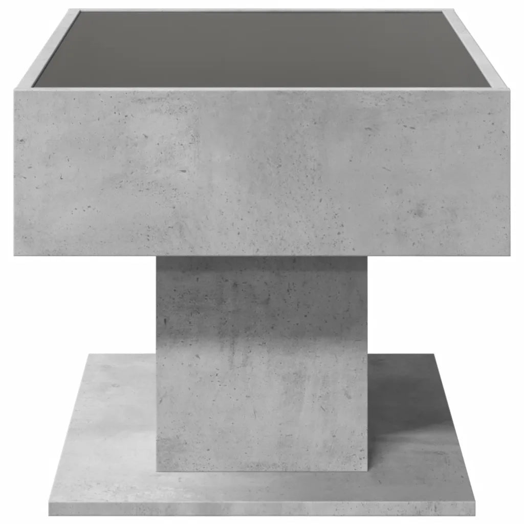 Tavolino Salotto con LED-Tavolino da soggiorno-Tavolo Grigio Cemento 70x50x45 cm Multistrato