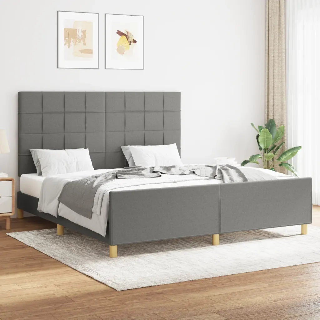 Giroletto senza Materasso-Struttura Letto Grigio Scuro 160x200 cm Tessuto 225966
