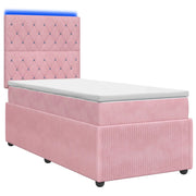 Letto Box Spring LED con Materasso Rosa 100 x 200 cm Velluto 3456010
