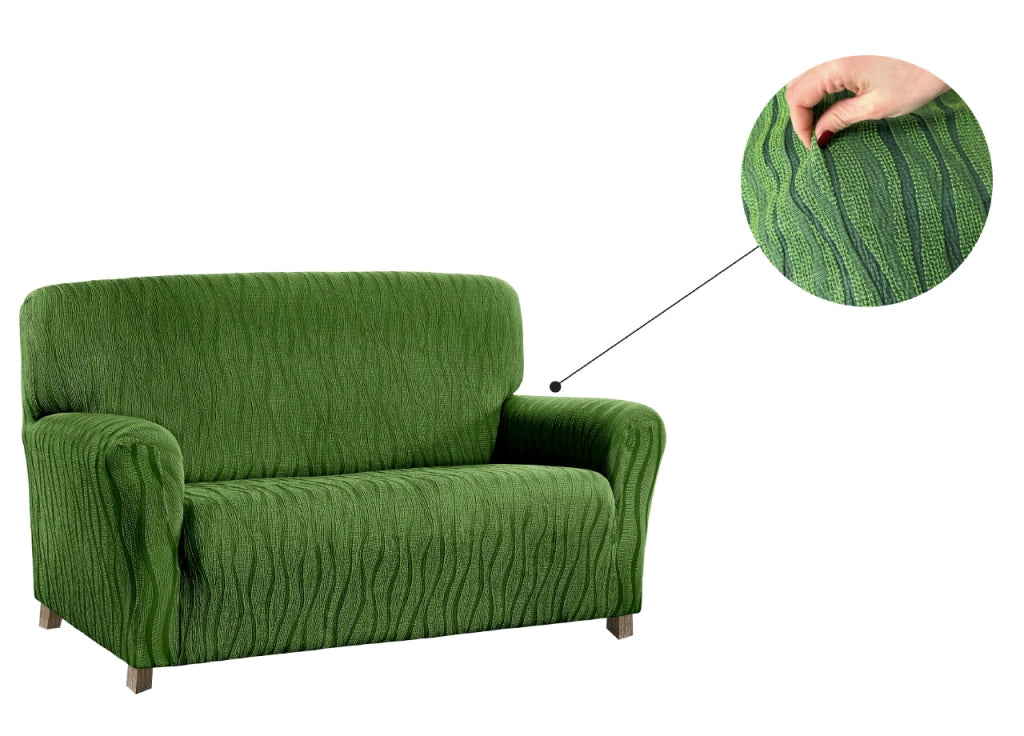Copridivano Sofà Poltrona Elasticizzato Protezione Macchie Modello Wonderful - 4 Posti - Verde