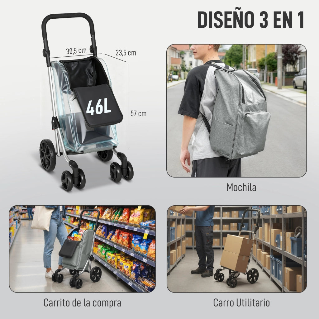 Carrello Pieghevole ¨C Minimal ¨C Grigio 44x58x100 cm