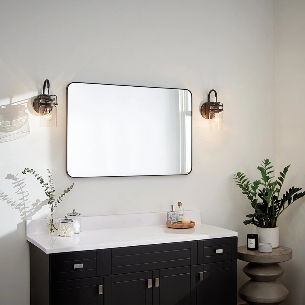 Applique Contemporanea Brinley Acciaio Bronzo Antico Vetro 1 Luce E27