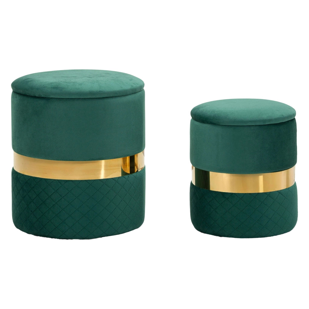 Maun, Pouf Contenitore set da 2, 37x37x42h cm Verde
