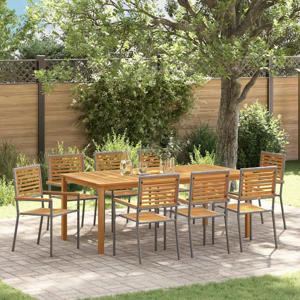 Set da Pranzo per Giardino 9 pcs Grigio