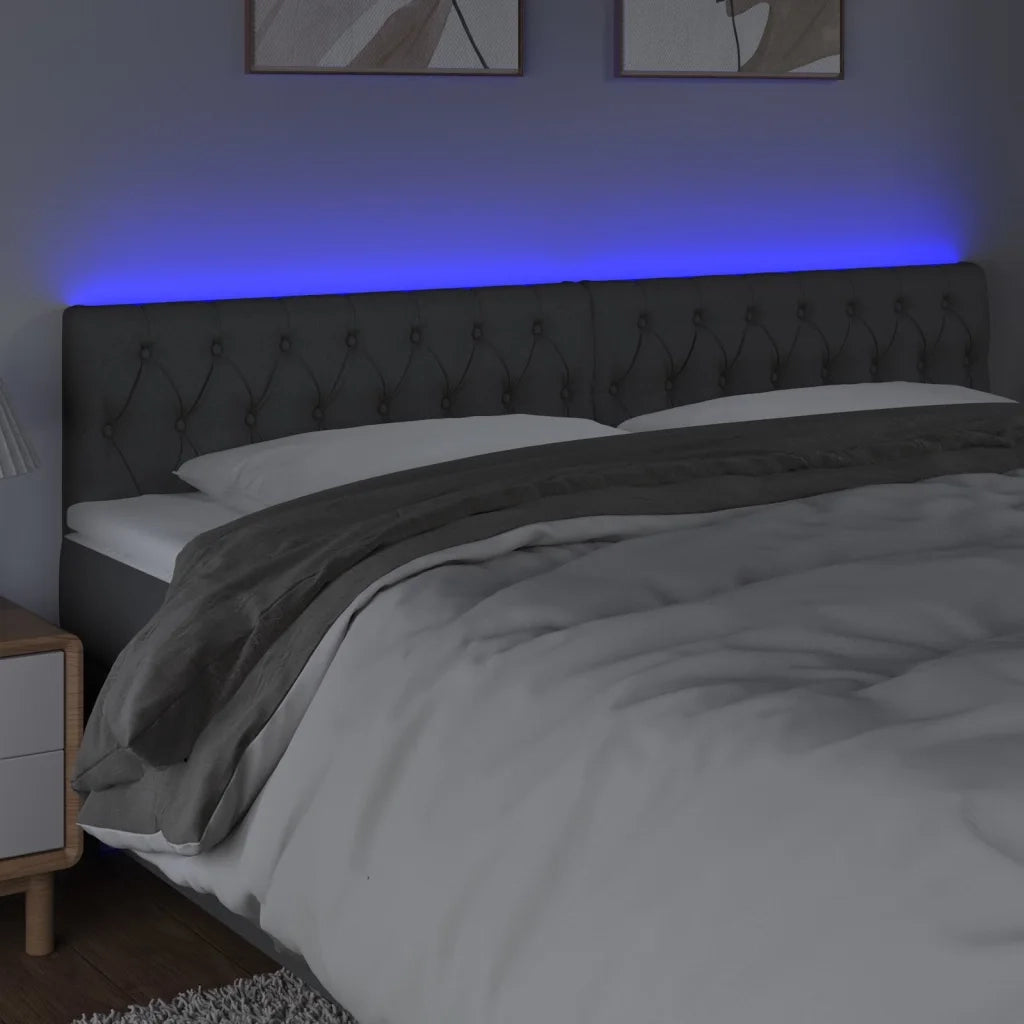 Testiera a LED Grigio Scuro 180x7x78/88 cm in Tessuto 3121963