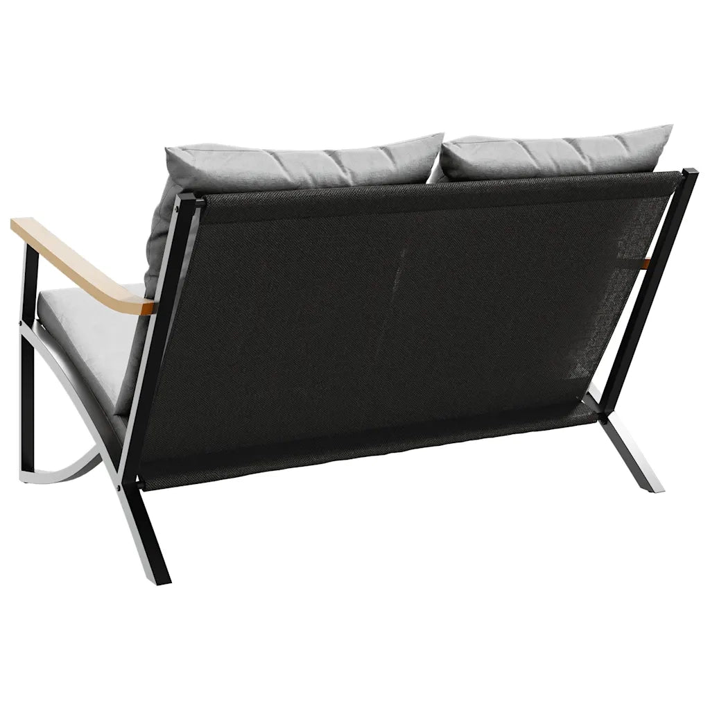 Panchina da Giardino con Cuscini 120 cm Nera in Acciaio 4009306