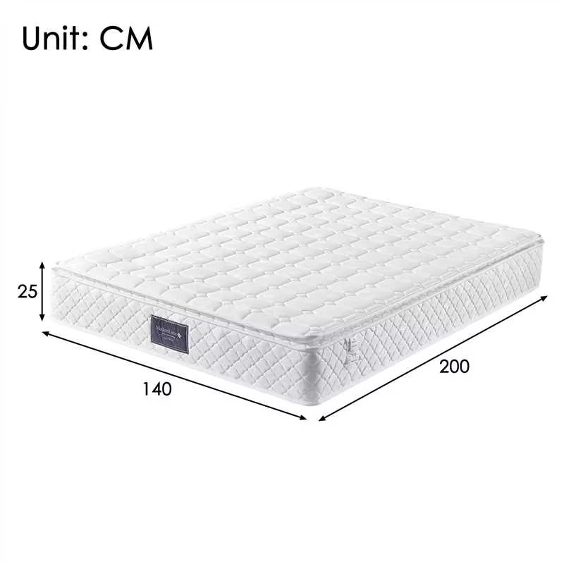 Letto matrimoniale 140×200 cm con LED; testiera con ripiano e panca contenitore; materasso incluso; legno; beige