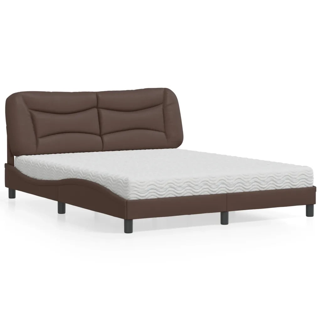 Letto con Materasso Hvar Marrone 160x200cm in Similpelle