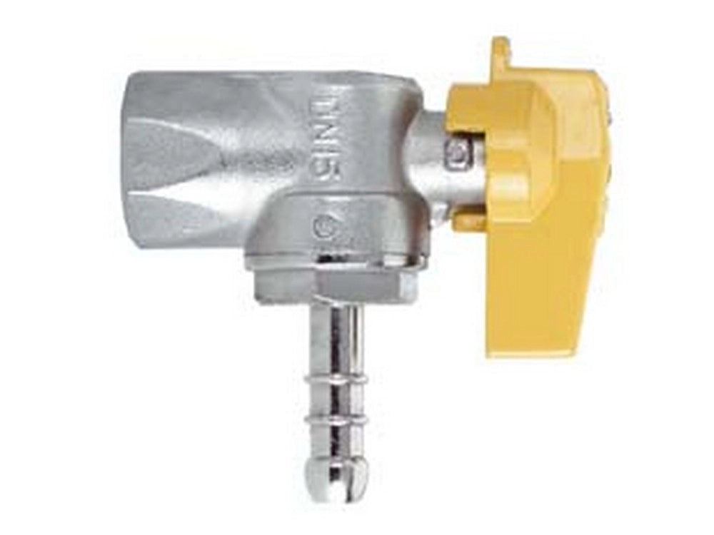 1pz rubinetto gas femmina 1/2" per gpl a squadro con portagomma ø mm.10 cod:ferx.fer75947