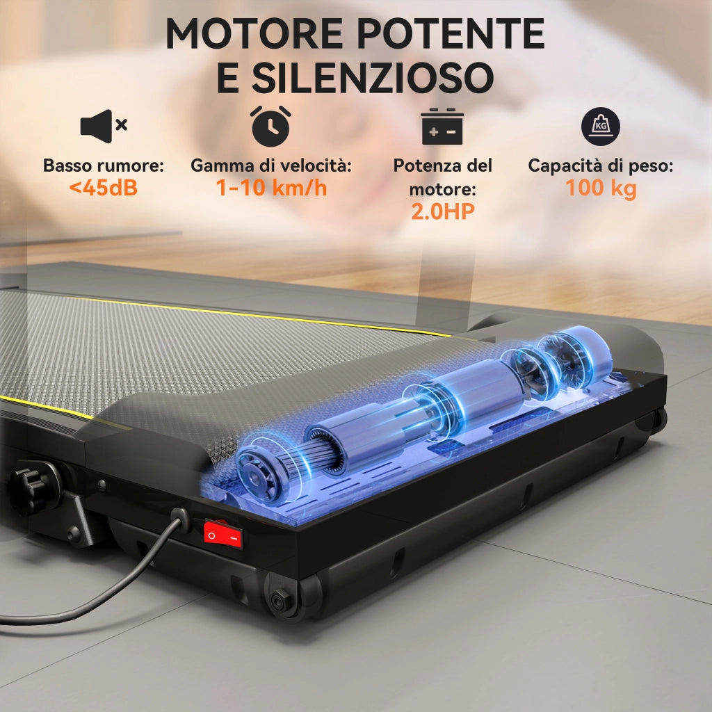 Tapis Roulant Pieghevole con Inclinazione Regolabile, Velocit¨¤ 1-10 km/h, Display LED e Telecomando, Nero