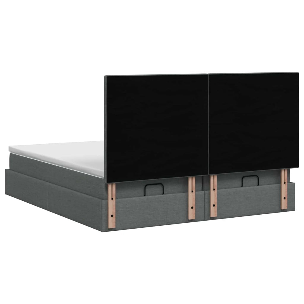 Letto ottomano con materasso 2 pz Grigio Scuro Tessuto 3457849