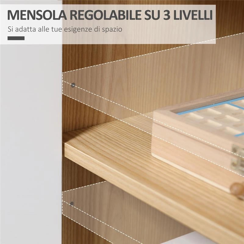 MOBILE MULTIUSO MODERNO CON RIPIANO INTERNO REGOLABILE 77X35X77.5 CM BICOLOR