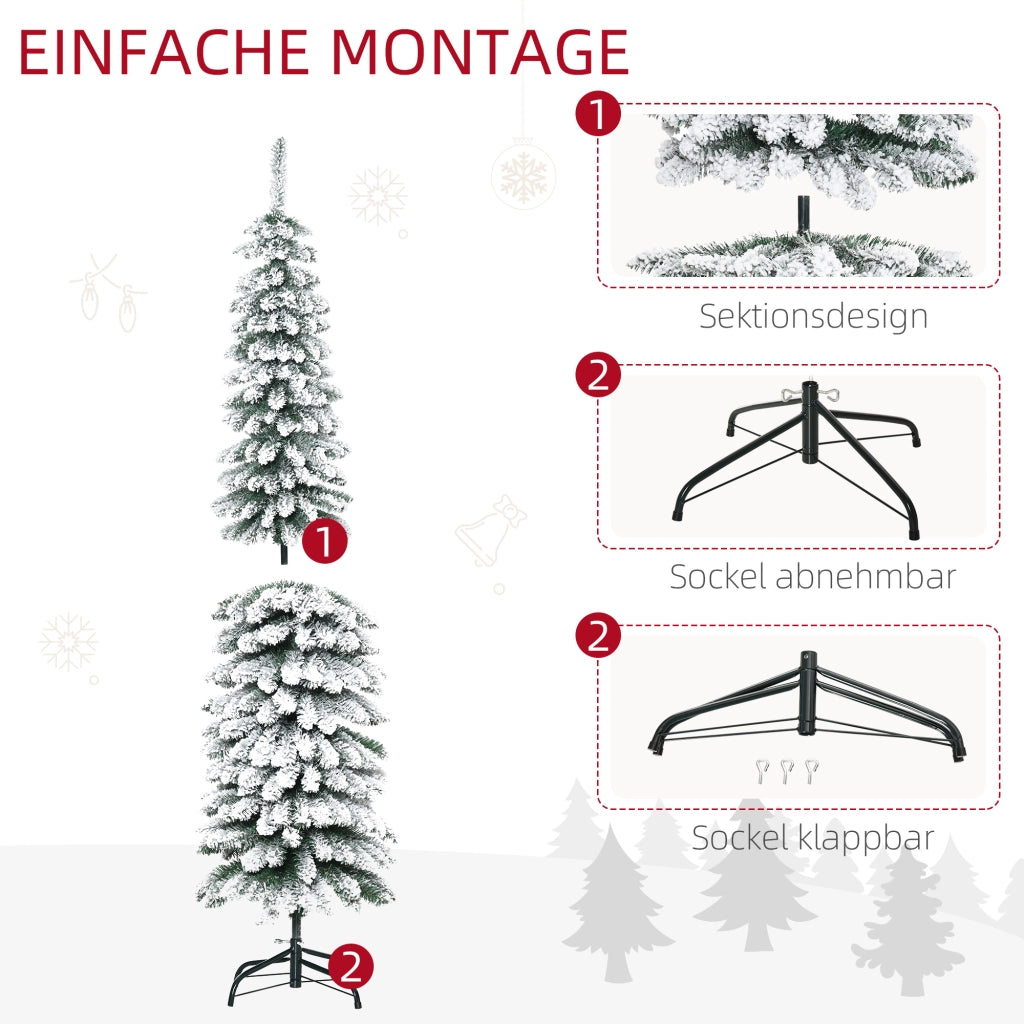 Albero di Natale Artificiale Innevato 180cm ¨C Xylo ¨C Verde/Bianco Ignifugo Slim