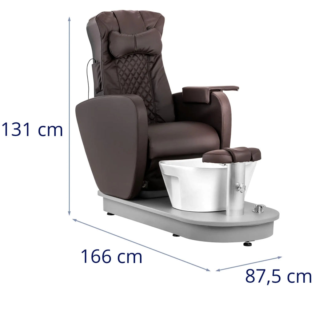 Poltrona pedicure elettrica con pediluvio e 3 funzioni di massaggio 120 watt 200 kg PVC marrone acciaio PU schiuma sintetica ceramica marrone 14_0008988