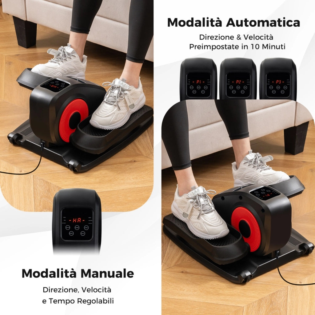 Macchina ellittica da scrivania con monitor display controllo remoto, Pedaliera elettrica silenziosa per anziani Nero e rosso-Elliptical
