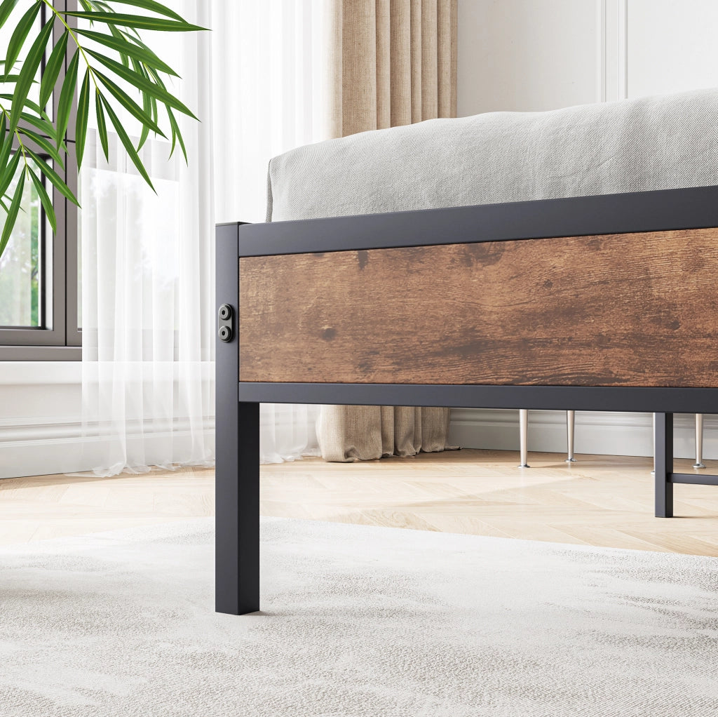 Letto 140x200 cm con LED, testiera contenitore e porte USB