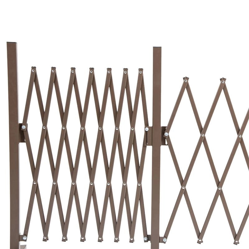 RECINZIONE ESTENSIBILE AUTOPORTANTE IN ACCIAIO E ALLUMINIO, LARGHEZZA 52-405 CM, MARRONE SCURO