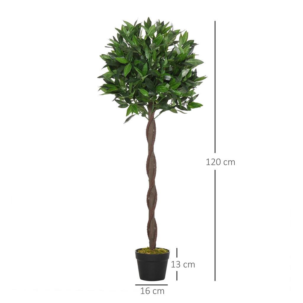 EasyComfort Set di 2 Alberi di Alloro in Vaso, Piante Finte in Plastica Altezza 120cm per Interni