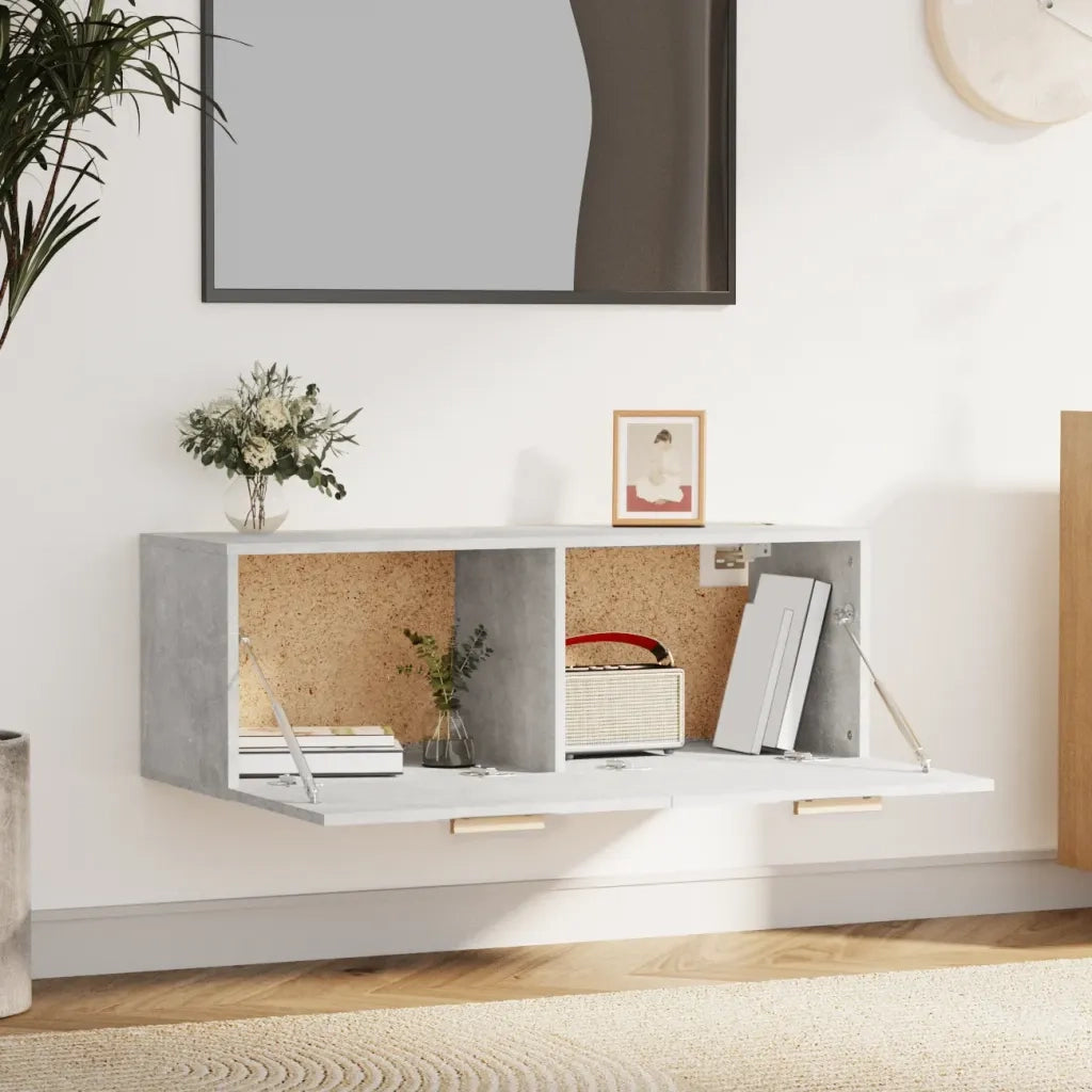 Armadietto a Muro | Mobile Pensile Grigio Cemento 100x36,5x35 cm Legno Multistrato
