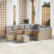 Set Divano da Giardino 13 pcs Beige e Grigio Chiaro polyrattan
