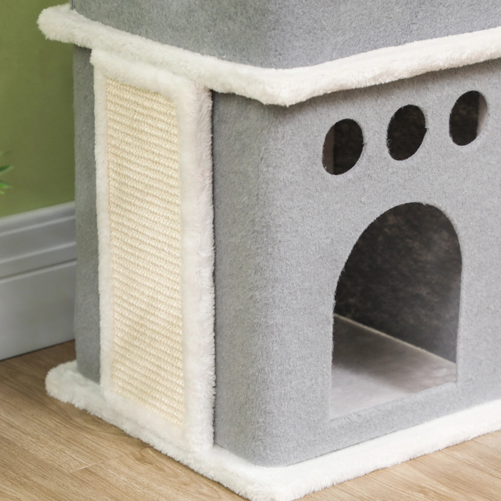 Tiragraffi per Gatti con Piattaforme Sisal e Cuscinetti ¨C zephmum ¨C 126 cm Crema