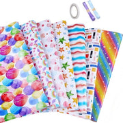 Set di Confezione Regalo - 7 pezzi di Carta da Regalo, 2 Rotoli di Nastro, Carta da Regalo per Natale e Compleanno (70 x 50 cm)