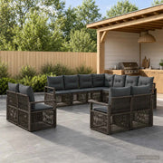 Set Divano da Giardino 11 pz Grigio polyrattan 3435881