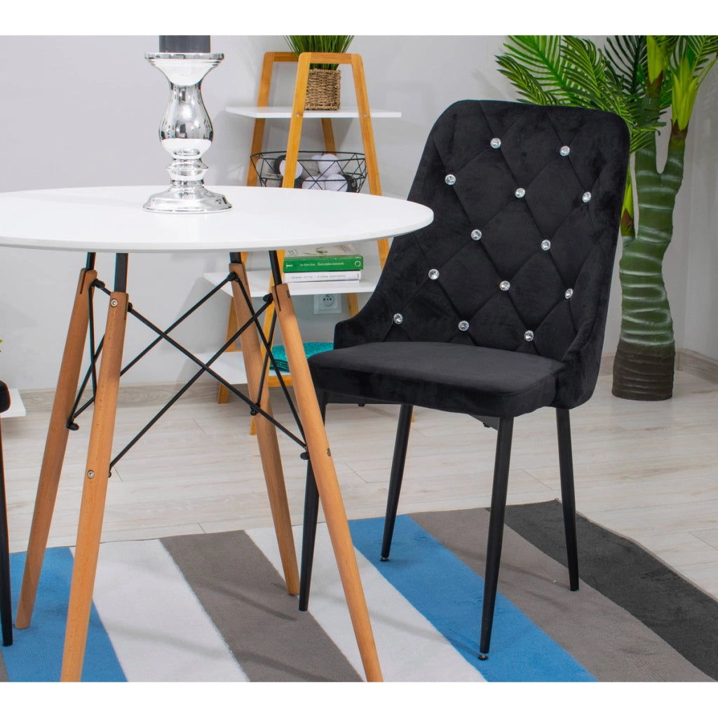 Sedia Amore in velluto nero con cristalli decorativi