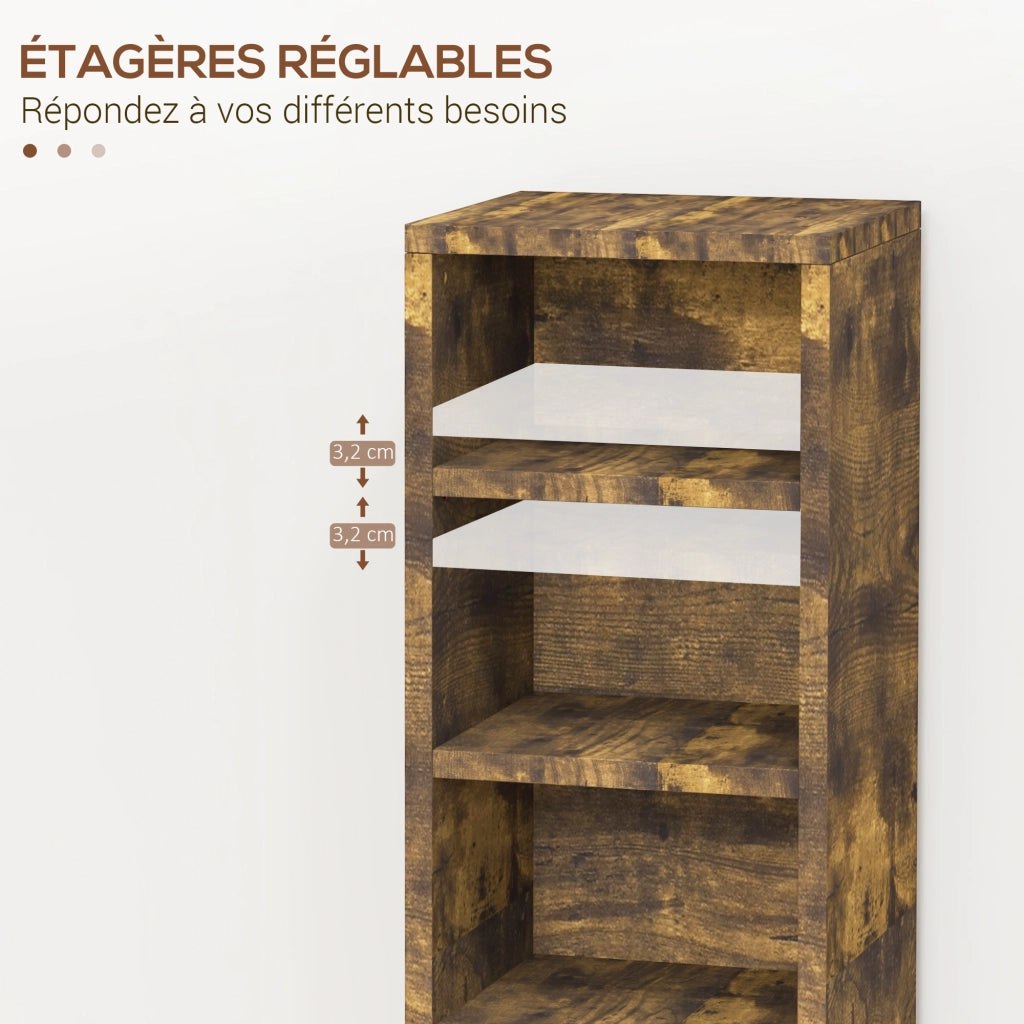 Libreria a colonna in legno ¨C Xylo ¨C 2 pezzi 12 scomparti marrone 21x22,5x88,5 cm